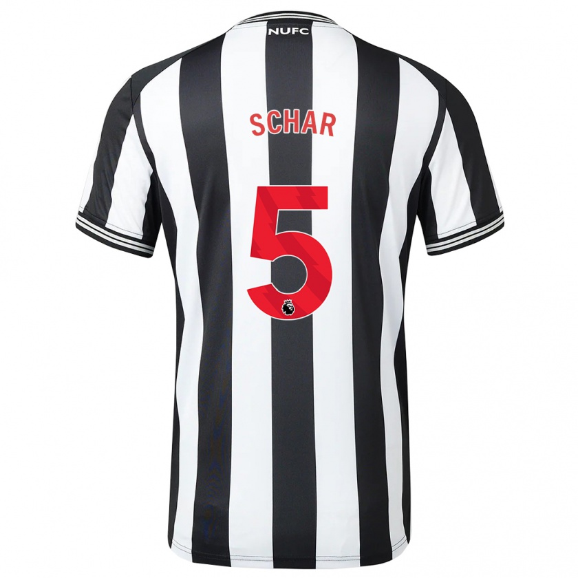 Kandiny Uomo Maglia Fabian Schär #5 Nero Bianco Kit Gara Home 2023/24 Maglietta