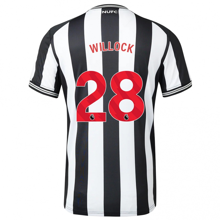 Kandiny Uomo Maglia Joe Willock #28 Nero Bianco Kit Gara Home 2023/24 Maglietta