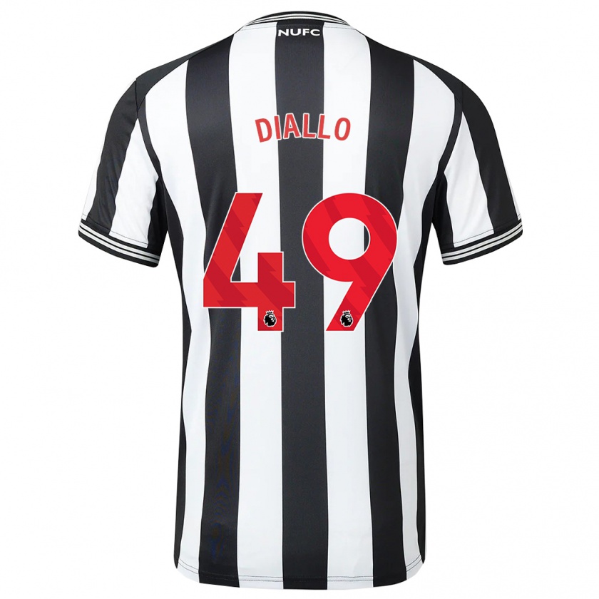 Kandiny Uomo Maglia Amadou Diallo #49 Nero Bianco Kit Gara Home 2023/24 Maglietta