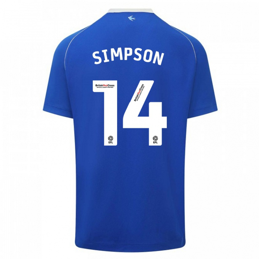 Kandiny Hombre Camiseta Jasmine Simpson #14 Azul 1ª Equipación 2023/24 La Camisa