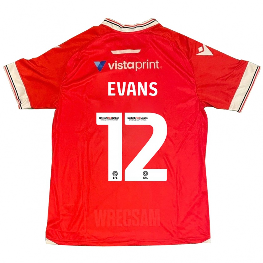 Kandiny Uomo Maglia George Evans #12 Rosso Kit Gara Home 2023/24 Maglietta