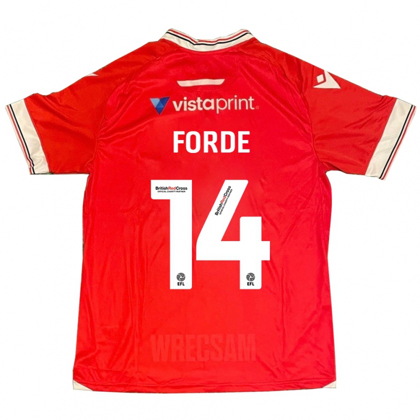 Kandiny Uomo Maglia Anthony Forde #14 Rosso Kit Gara Home 2023/24 Maglietta