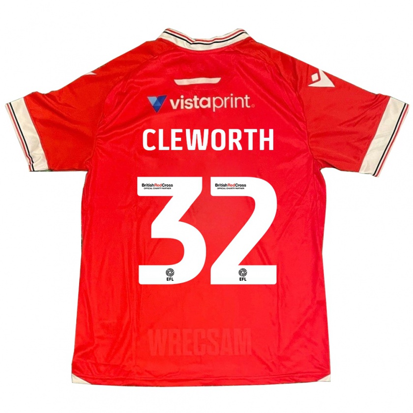 Kandiny Uomo Maglia Max Cleworth #32 Rosso Kit Gara Home 2023/24 Maglietta