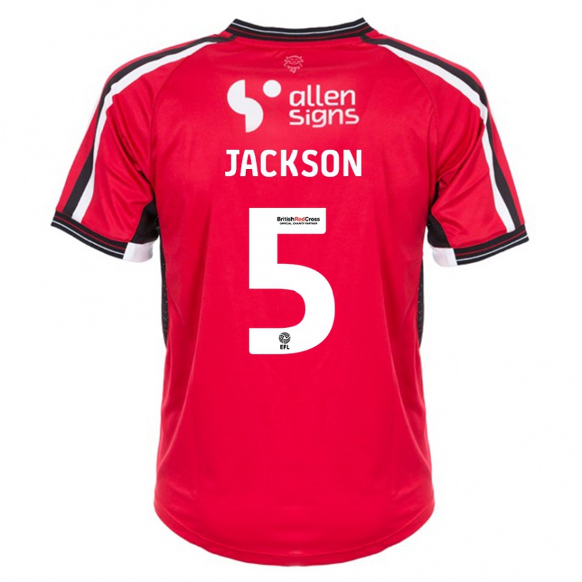 Kandiny Uomo Maglia Adam Jackson #5 Rosso Kit Gara Home 2023/24 Maglietta