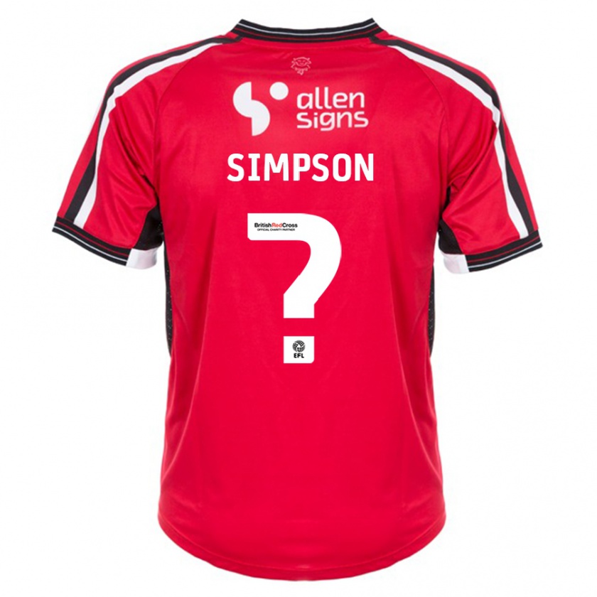 Kandiny Hombre Camiseta John Simpson #0 Rojo 1ª Equipación 2023/24 La Camisa