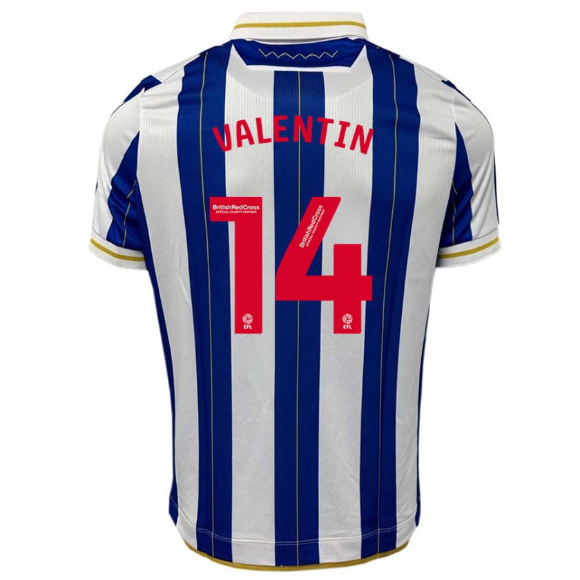 Kandiny Hombre Camiseta Pol Valentín #14 Azul Blanco 1ª Equipación 2023/24 La Camisa