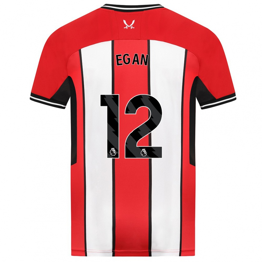 Kandiny Hombre Camiseta John Egan #12 Rojo 1ª Equipación 2023/24 La Camisa