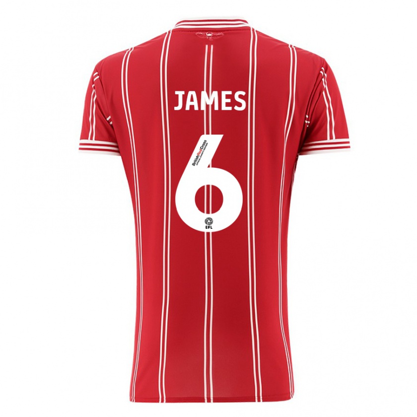 Kandiny Uomo Maglia Matty James #6 Rosso Kit Gara Home 2023/24 Maglietta