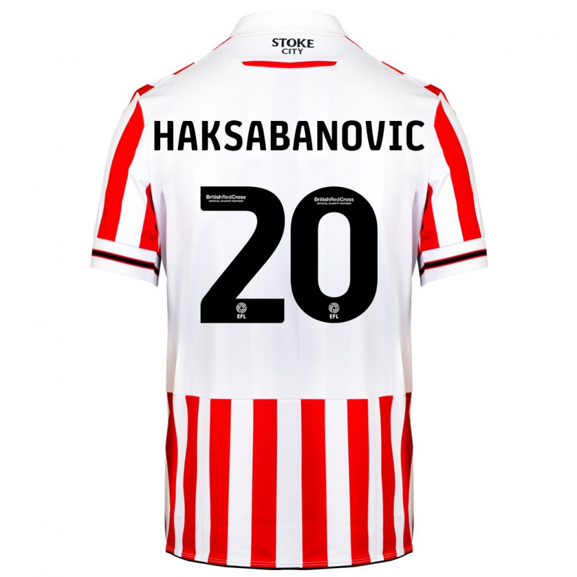 Kandiny Hombre Camiseta Sead Hakšabanović #20 Rojo Blanco 1ª Equipación 2023/24 La Camisa