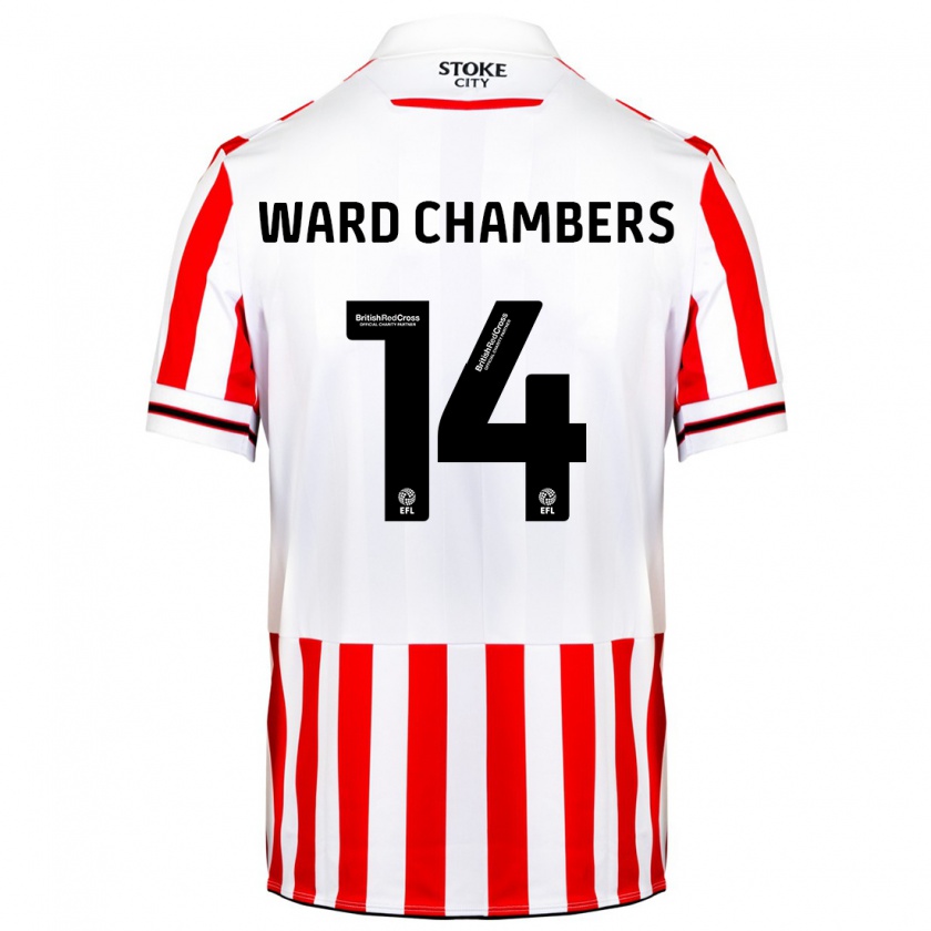 Kandiny Hombre Camiseta Courtnay Ward-Chambers #14 Rojo Blanco 1ª Equipación 2023/24 La Camisa