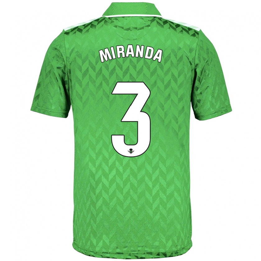 Kandiny Uomo Maglia Juan Miranda #3 Verde Kit Gara Away 2023/24 Maglietta