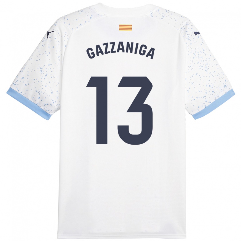 Kandiny Hombre Camiseta Paulo Gazzaniga #13 Blanco 2ª Equipación 2023/24 La Camisa