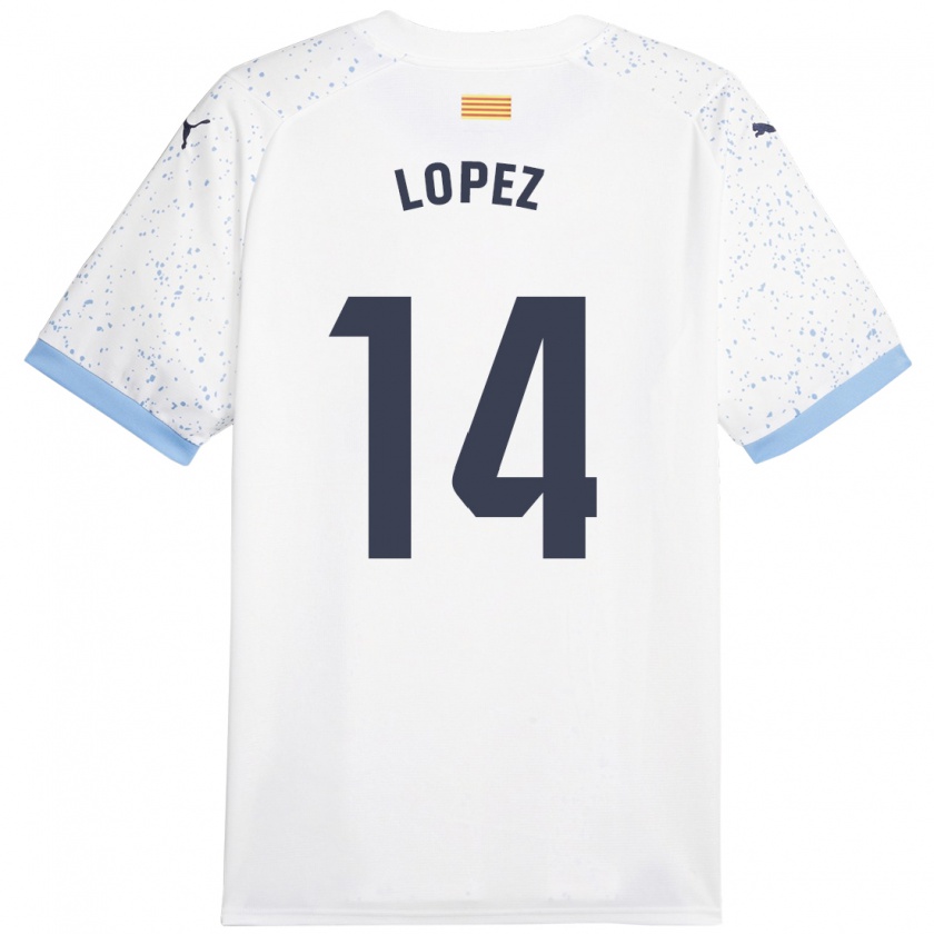 Kandiny Hombre Camiseta Judith López #14 Blanco 2ª Equipación 2023/24 La Camisa