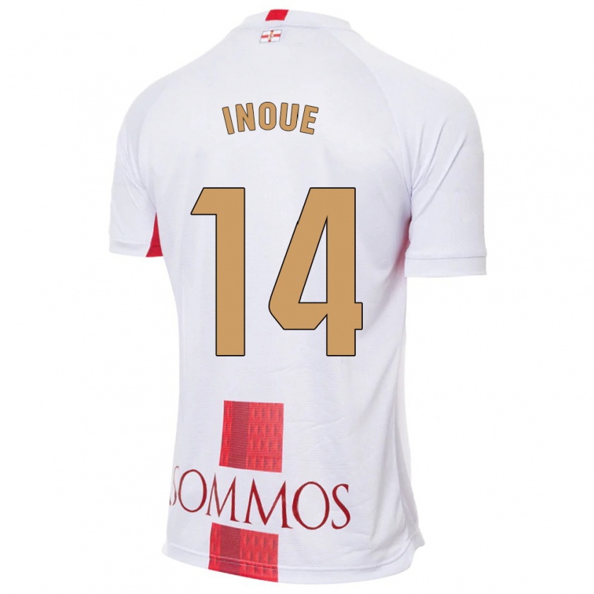 Kandiny Hombre Camiseta Moe Inoue #14 Blanco 2ª Equipación 2023/24 La Camisa