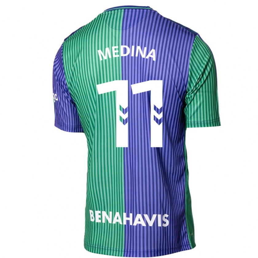 Kandiny Uomo Maglia Kevin Medina #11 Verde Blu Kit Gara Away 2023/24 Maglietta