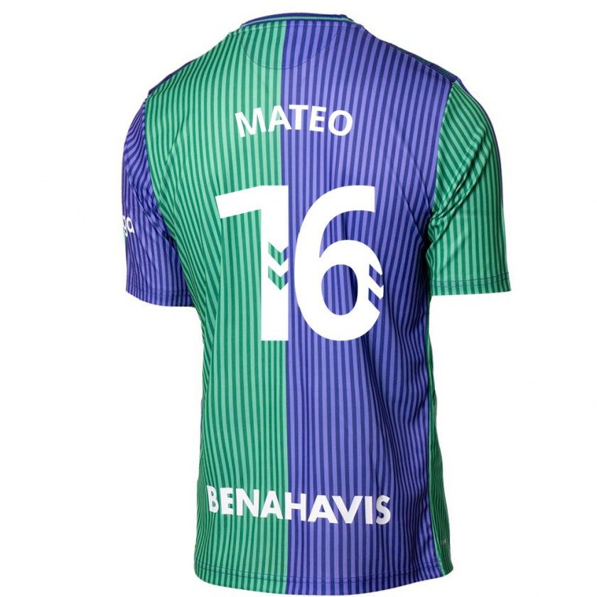 Kandiny Uomo Maglia Ángel Mateo #16 Verde Blu Kit Gara Away 2023/24 Maglietta