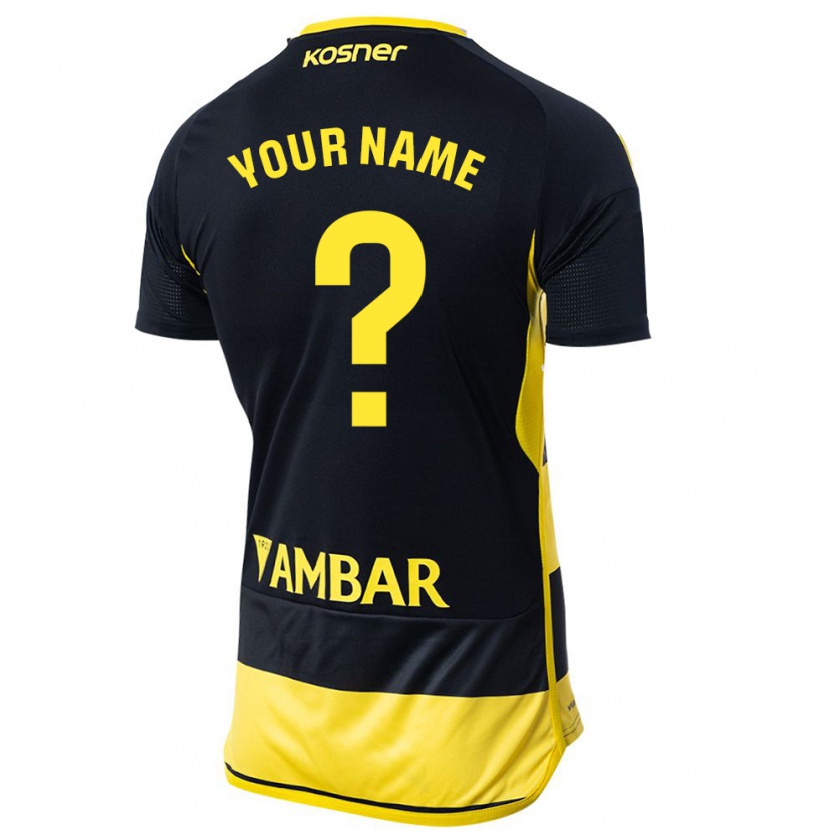 Kandiny Uomo Maglia Il Tuo Nome #0 Nero Giallo Kit Gara Away 2023/24 Maglietta