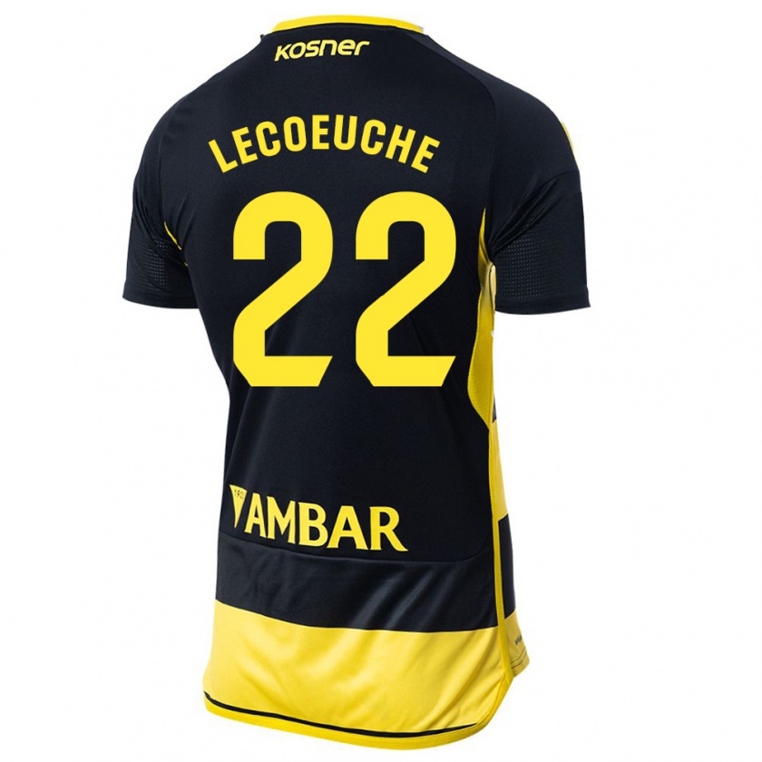 Kandiny Hombre Camiseta Quentin Lecoeuche #22 Negro Amarillo 2ª Equipación 2023/24 La Camisa México