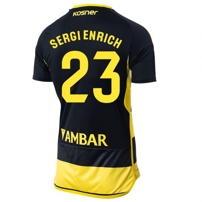 Kandiny Hombre Camiseta Sergi Enrich #23 Negro Amarillo 2ª Equipación 2023/24 La Camisa México