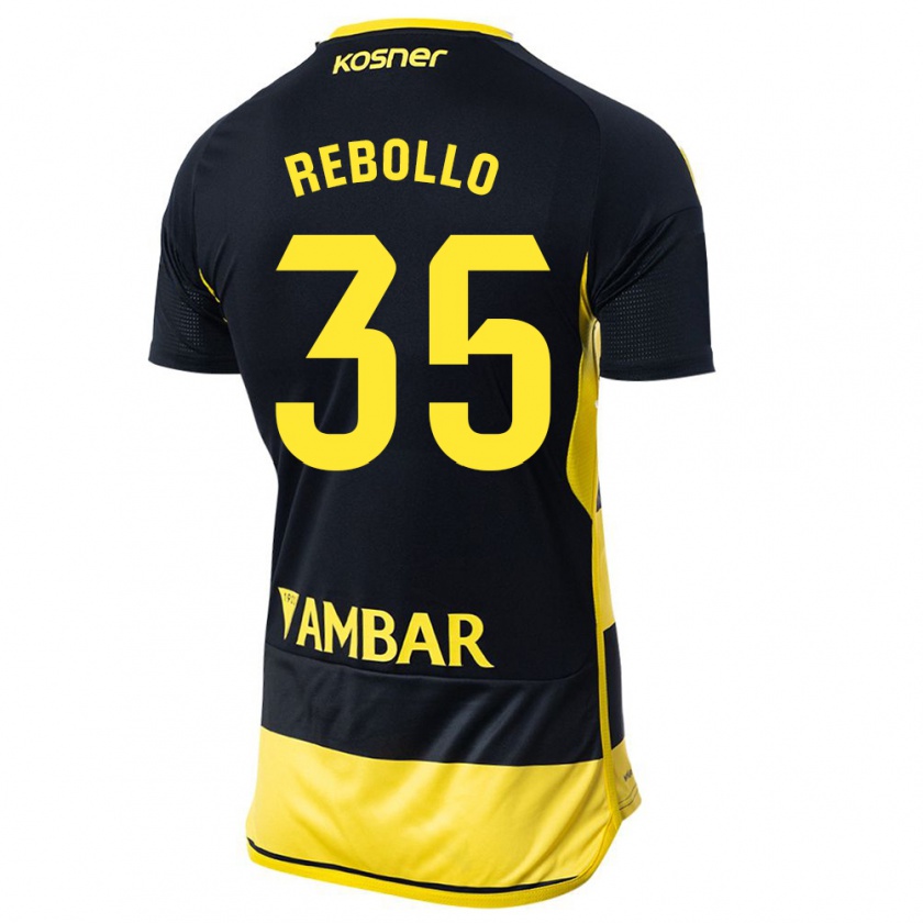 Kandiny Hombre Camiseta Dani Rebollo #35 Negro Amarillo 2ª Equipación 2023/24 La Camisa México