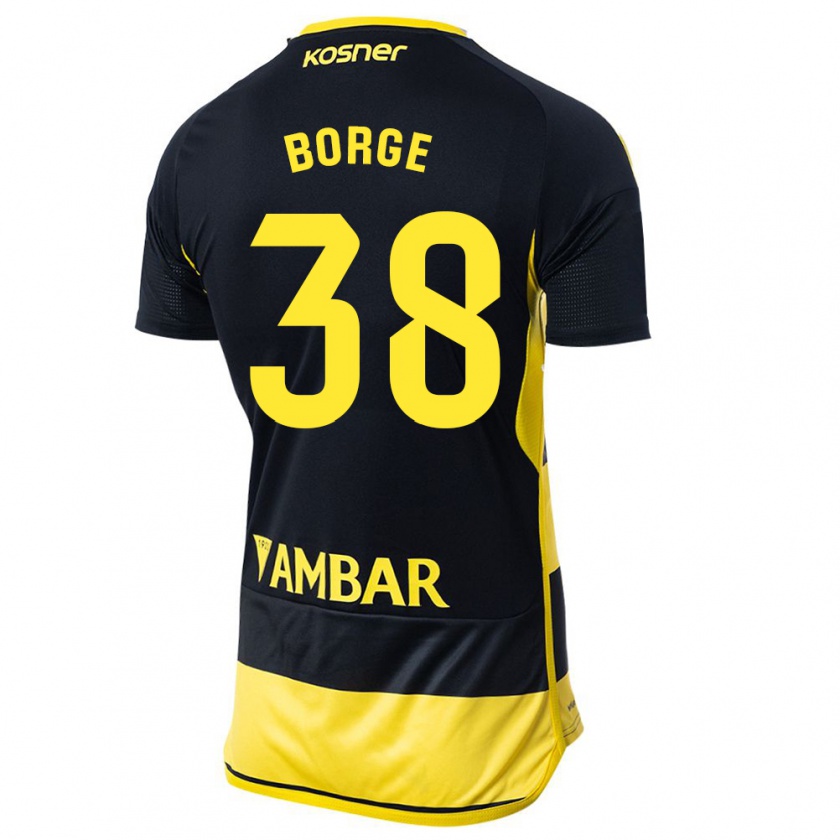 Kandiny Uomo Maglia Andrés Borge #38 Nero Giallo Kit Gara Away 2023/24 Maglietta