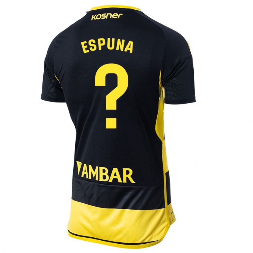 Kandiny Uomo Maglia Nico Espuña #0 Nero Giallo Kit Gara Away 2023/24 Maglietta