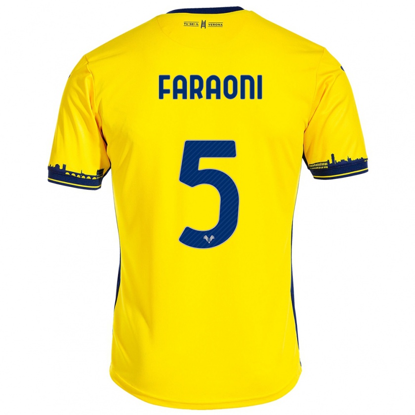 Kandiny Uomo Maglia Davide Faraoni #5 Giallo Kit Gara Away 2023/24 Maglietta