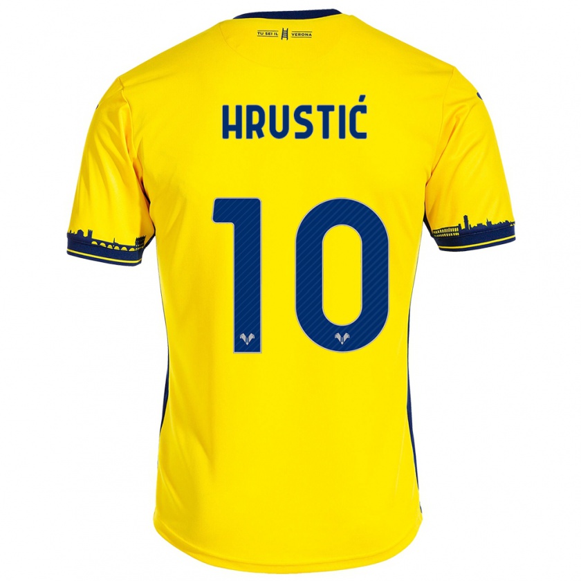 Kandiny Herren Ajdin Hrustić #10 Gelb Auswärtstrikot Trikot 2023/24 T-Shirt Österreich