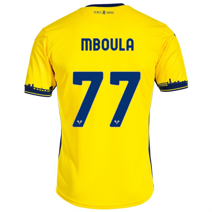 Kandiny Heren Jordi Mboula #77 Geel Uitshirt Uittenue 2023/24 T-Shirt België