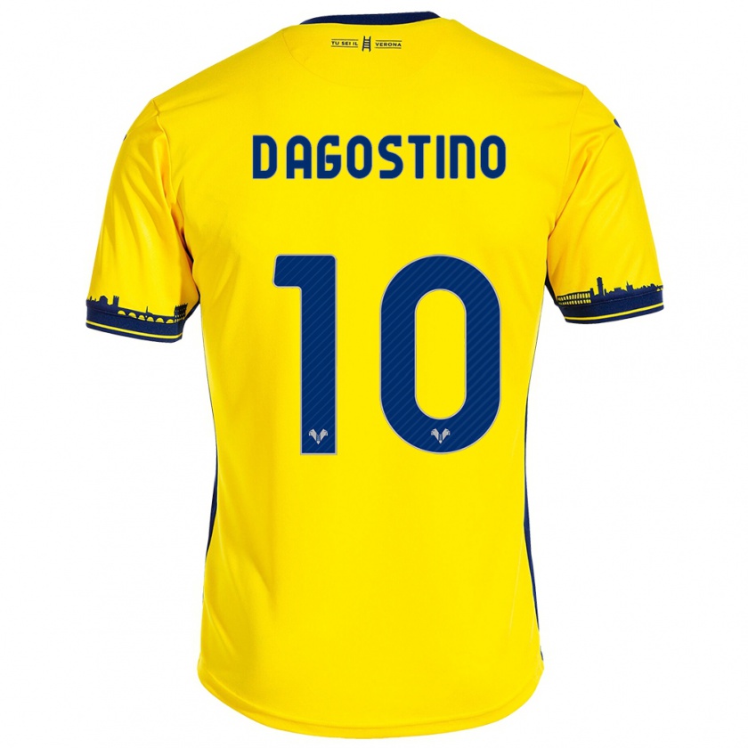 Kandiny Uomo Maglia Samuele D'agostino #10 Giallo Kit Gara Away 2023/24 Maglietta