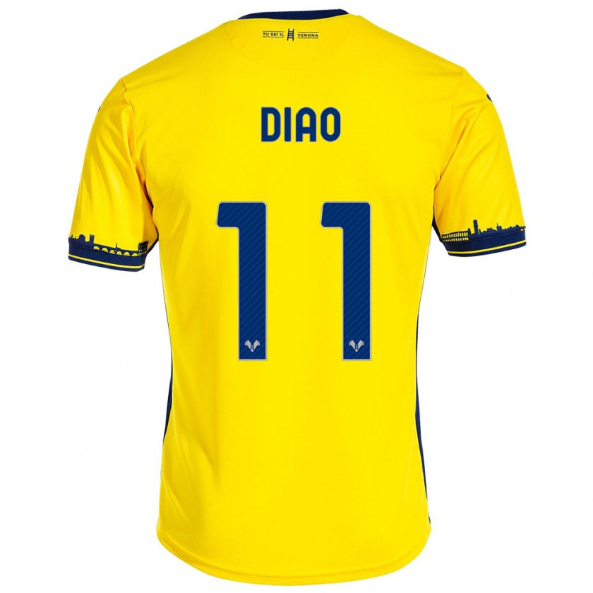 Kandiny Uomo Maglia Siren Diao #11 Giallo Kit Gara Away 2023/24 Maglietta