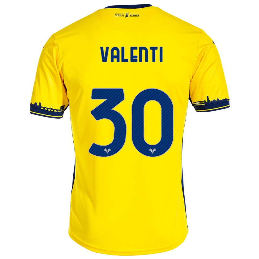 Kandiny Uomo Maglia Francesco Valenti #30 Giallo Kit Gara Away 2023/24 Maglietta