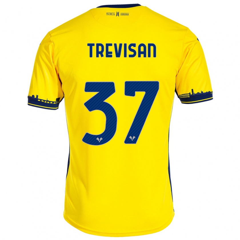 Kandiny Uomo Maglia Michael Trevisan #37 Giallo Kit Gara Away 2023/24 Maglietta