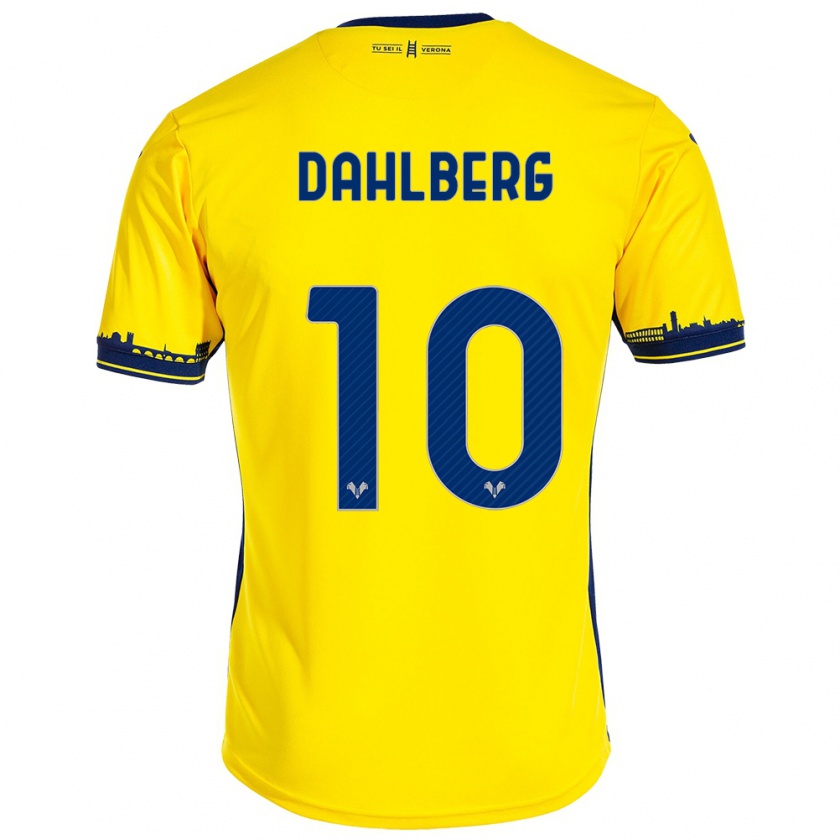 Kandiny Uomo Maglia Jonna Dahlberg #10 Giallo Kit Gara Away 2023/24 Maglietta