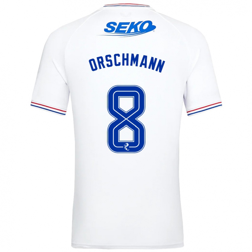 Kandiny Uomo Maglia Dina Orschmann #8 Bianco Kit Gara Away 2023/24 Maglietta