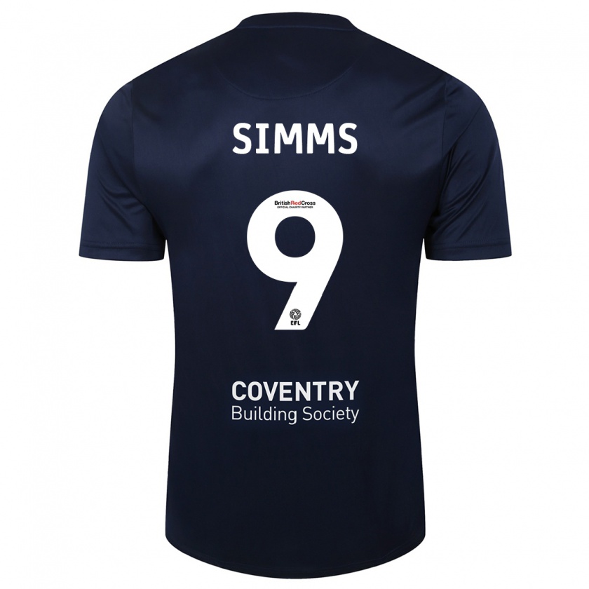 Kandiny Uomo Maglia Ellis Simms #9 Marina Rossa Kit Gara Away 2023/24 Maglietta