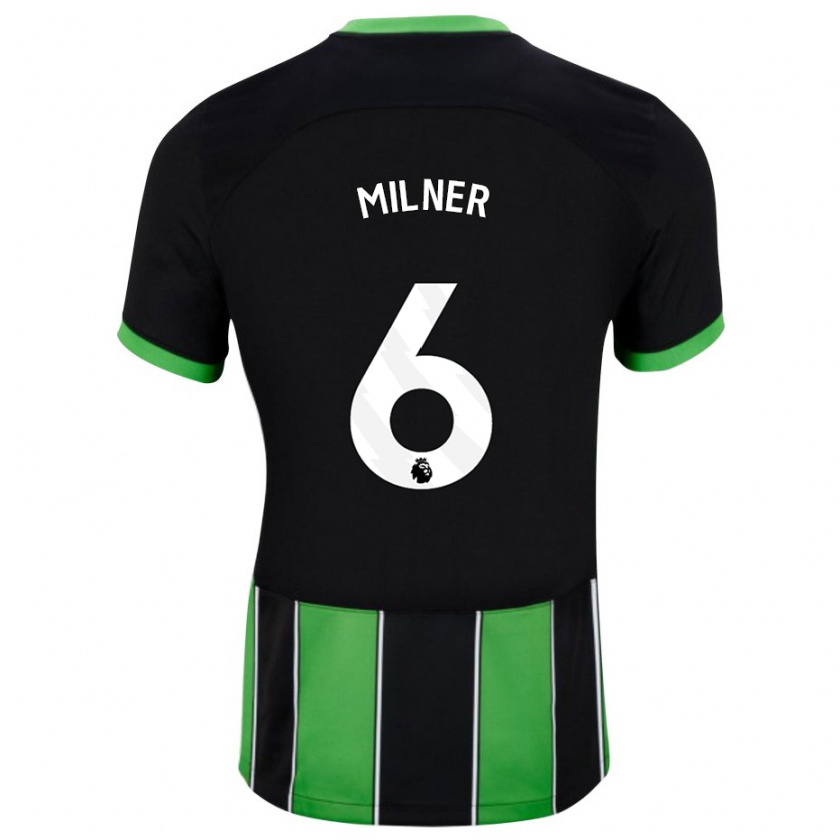 Kandiny Hombre Camiseta James Milner #6 Verde Negro 2ª Equipación 2023/24 La Camisa