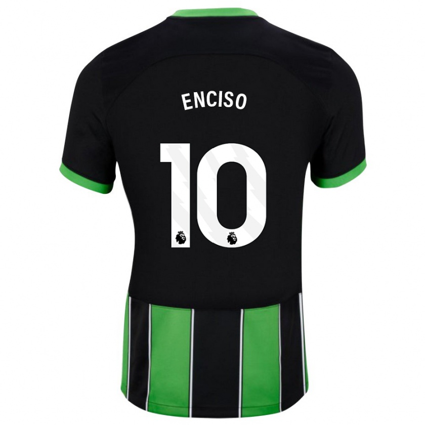 Kandiny Uomo Maglia Julio Enciso #10 Nero Verde Kit Gara Away 2023/24 Maglietta