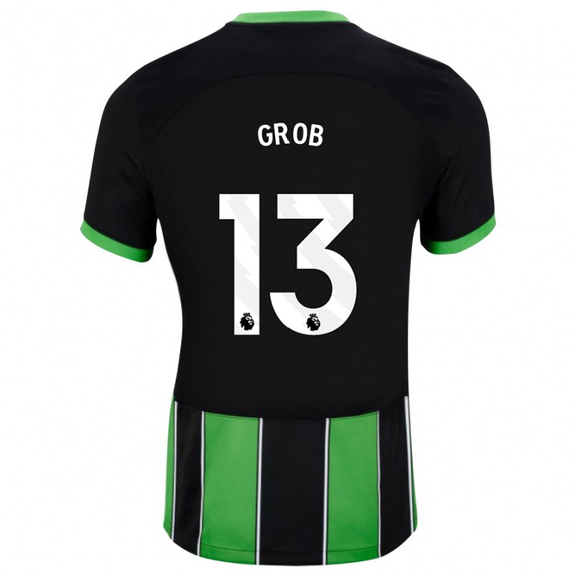 Kandiny Hombre Camiseta Pascal Groß #13 Verde Negro 2ª Equipación 2023/24 La Camisa