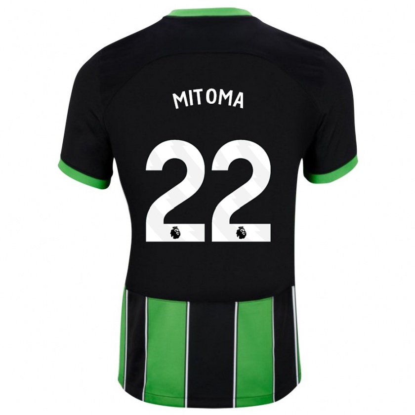 Kandiny Heren Kaoru Mitoma #22 Zwart Groen Uitshirt Uittenue 2023/24 T-Shirt België