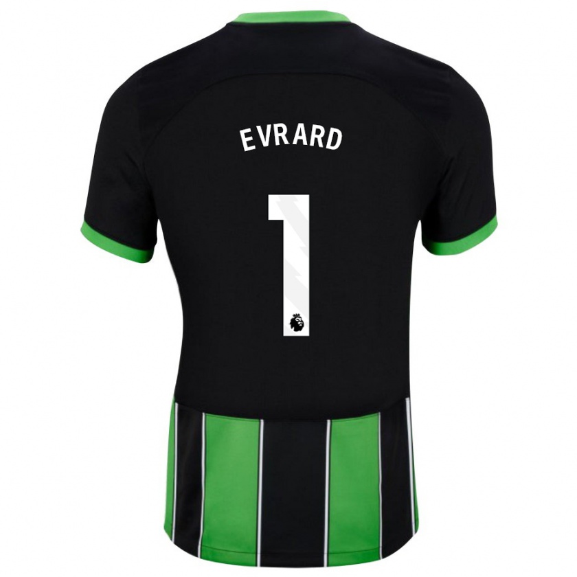 Kandiny Uomo Maglia Nicky Evrard #1 Nero Verde Kit Gara Away 2023/24 Maglietta