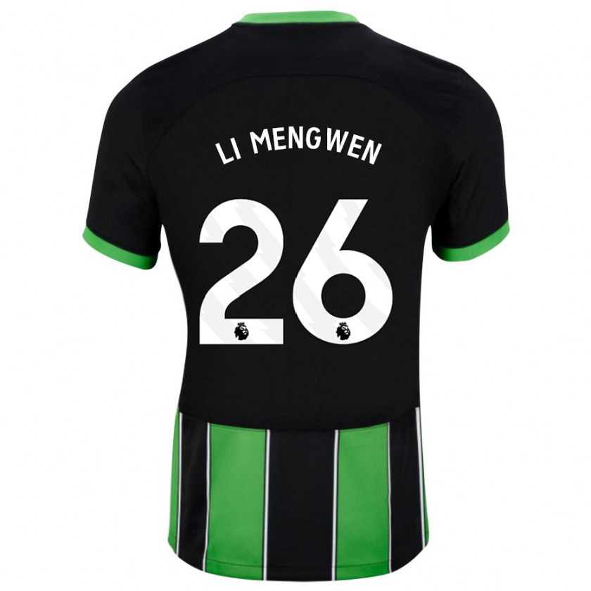 Kandiny Uomo Maglia Li Mengwen #26 Nero Verde Kit Gara Away 2023/24 Maglietta