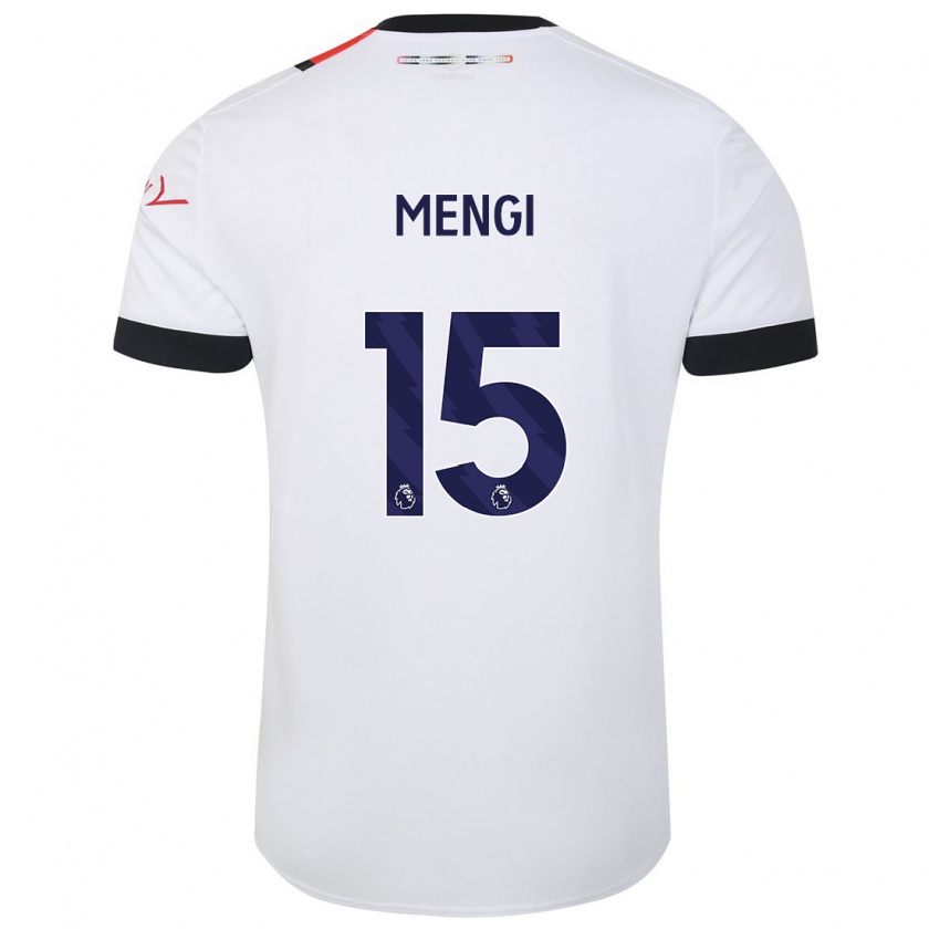 Kandiny Uomo Maglia Teden Mengi #15 Bianco Kit Gara Away 2023/24 Maglietta