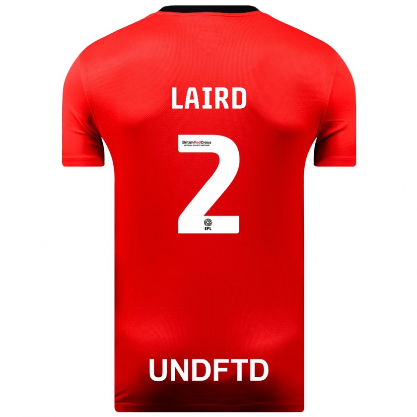 Kandiny Uomo Maglia Ethan Laird #2 Rosso Kit Gara Away 2023/24 Maglietta