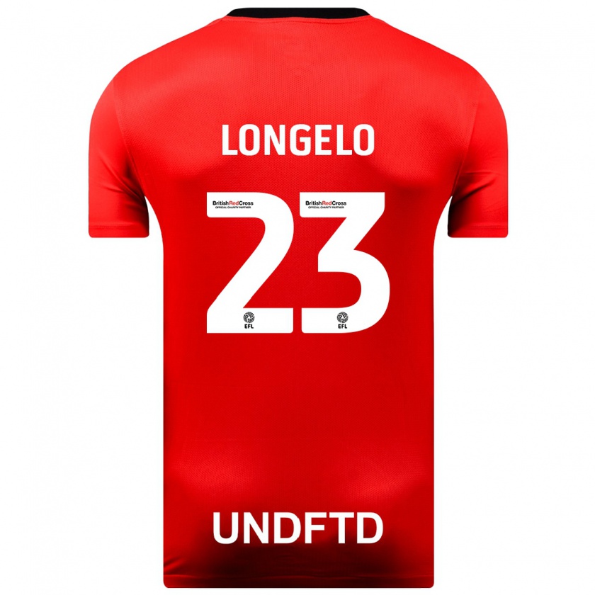 Kandiny Uomo Maglia Emmanuel Longelo #23 Rosso Kit Gara Away 2023/24 Maglietta