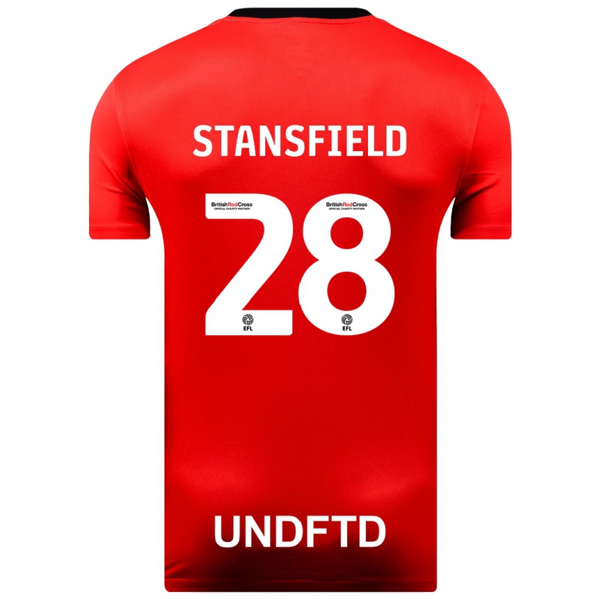 Kandiny Uomo Maglia Jay Stansfield #28 Rosso Kit Gara Away 2023/24 Maglietta