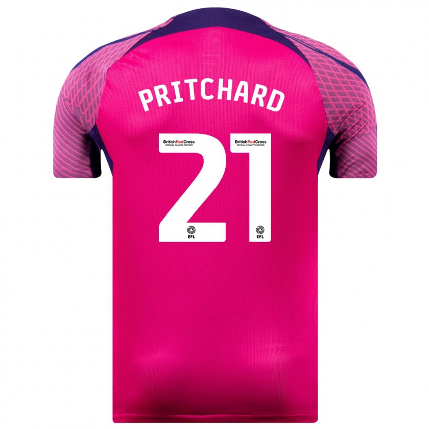 Kandiny Uomo Maglia Alex Pritchard #21 Porpora Kit Gara Away 2023/24 Maglietta