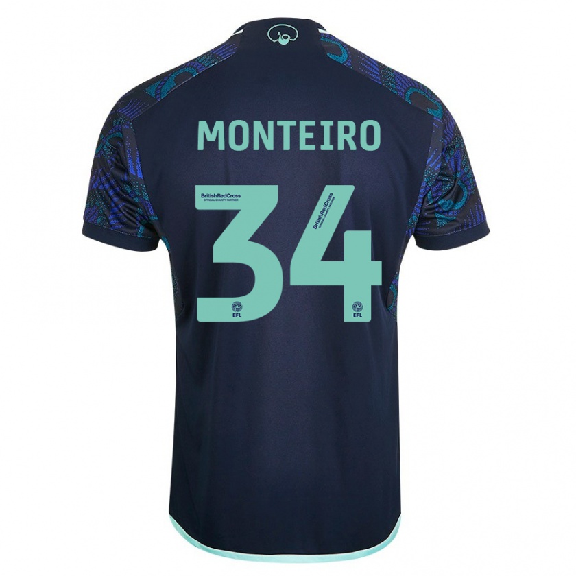 Kandiny Heren Diogo Monteiro #34 Blauw Uitshirt Uittenue 2023/24 T-Shirt België