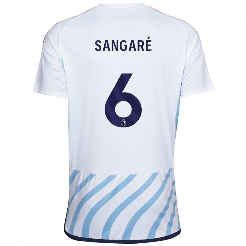 Kandiny Uomo Maglia Ibrahim Sangaré #6 Bianco Blu Kit Gara Away 2023/24 Maglietta