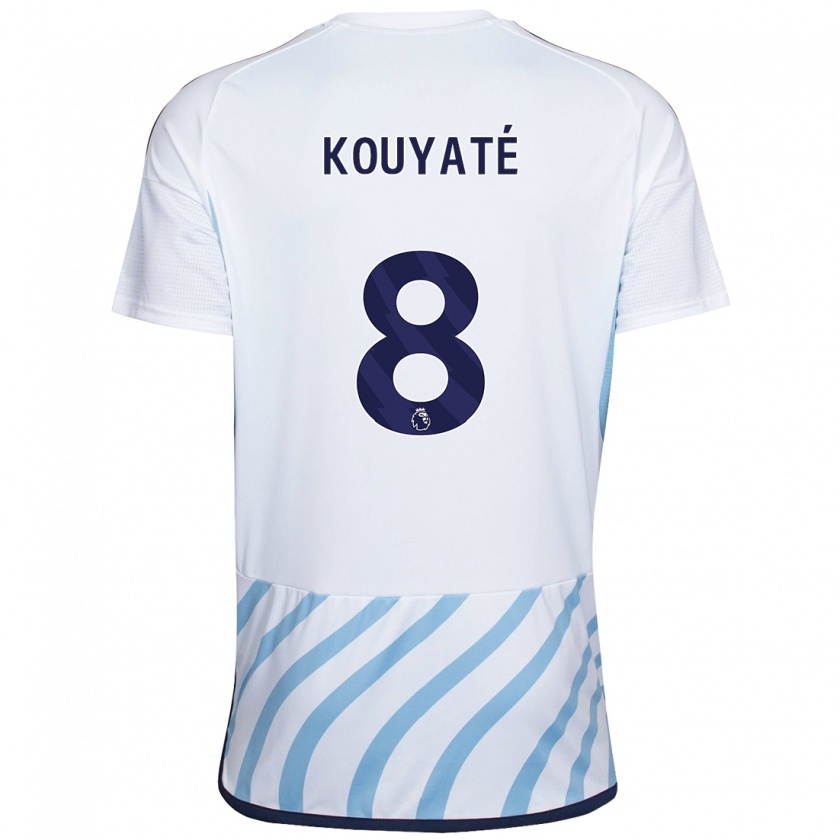 Kandiny Uomo Maglia Cheikhou Kouyaté #8 Bianco Blu Kit Gara Away 2023/24 Maglietta